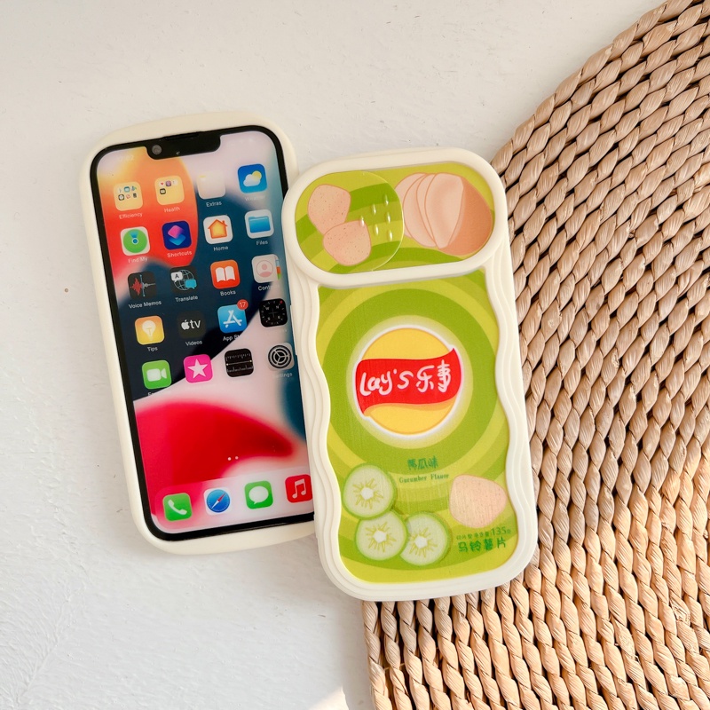 Ốp Điện Thoại Silicon Có Nắp Trượt Hình Khoai Tây Chiên Cho iPhone 12 13 11 PRO MAX XR 11 12 PRO 13 PRO MAX 14 14 PRO