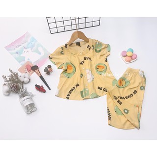 Bộ lững cổ tròn cho bé chất tole lanh VNXK