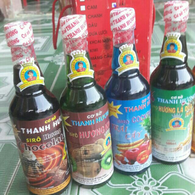 Siro (si rô, syrup) Thanh hương chai 500ml hương vải, hương sâm dứa