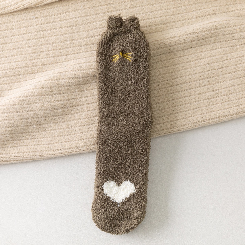 Vớ Nhung San Hô Thêu Hình Chân Mèo Dễ Thương Thời Trang Thu Đông 2022