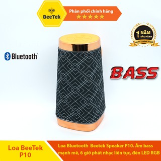 Loa Bluetooth Không Dây Beetek Speaker P10 -Bọc dù, Âm pass mạnh mẽ, Có đèn nháy 7 màu Pin 1500mA   Bảo hành 12 tháng