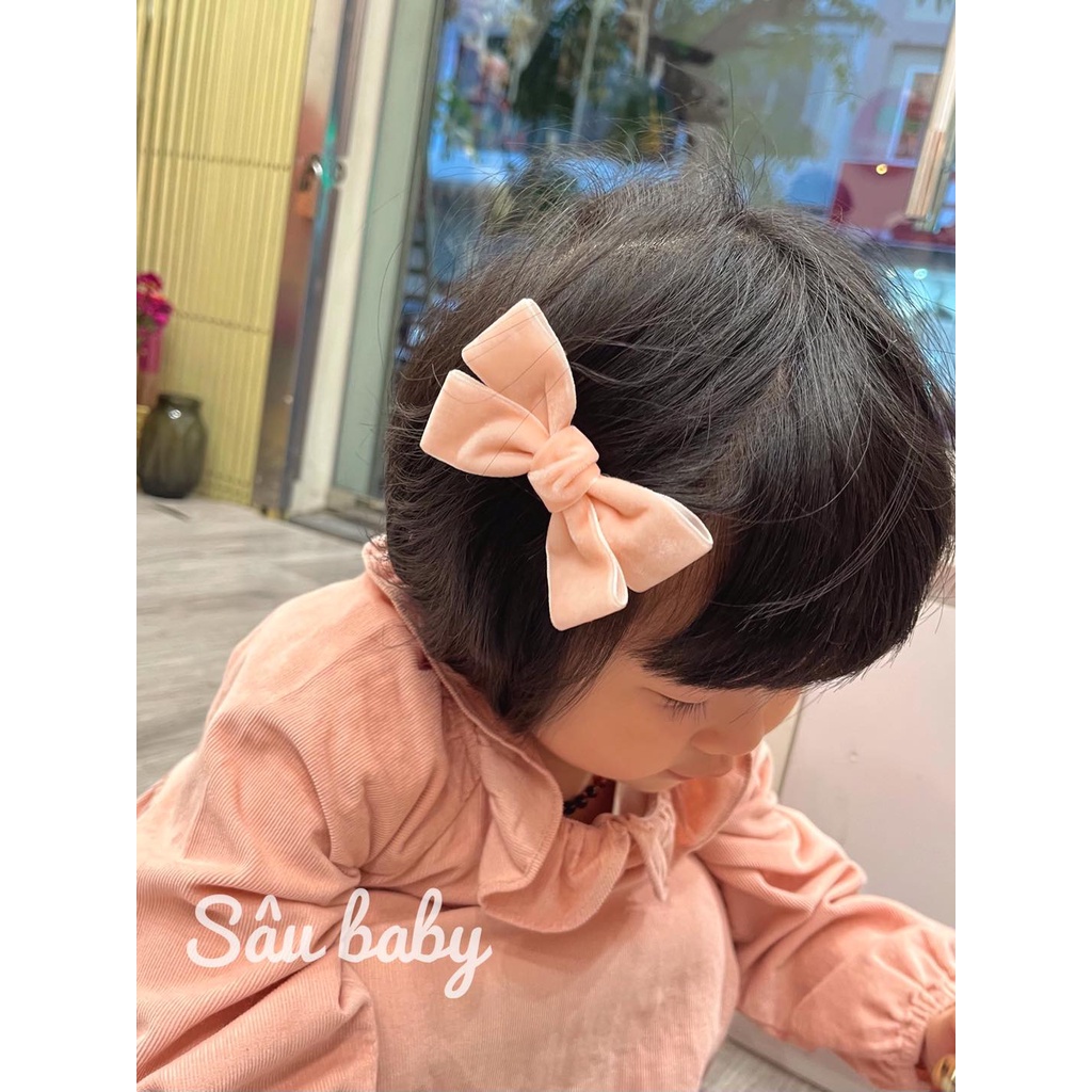 Kẹp tóc nơ nhung handmade cho bé