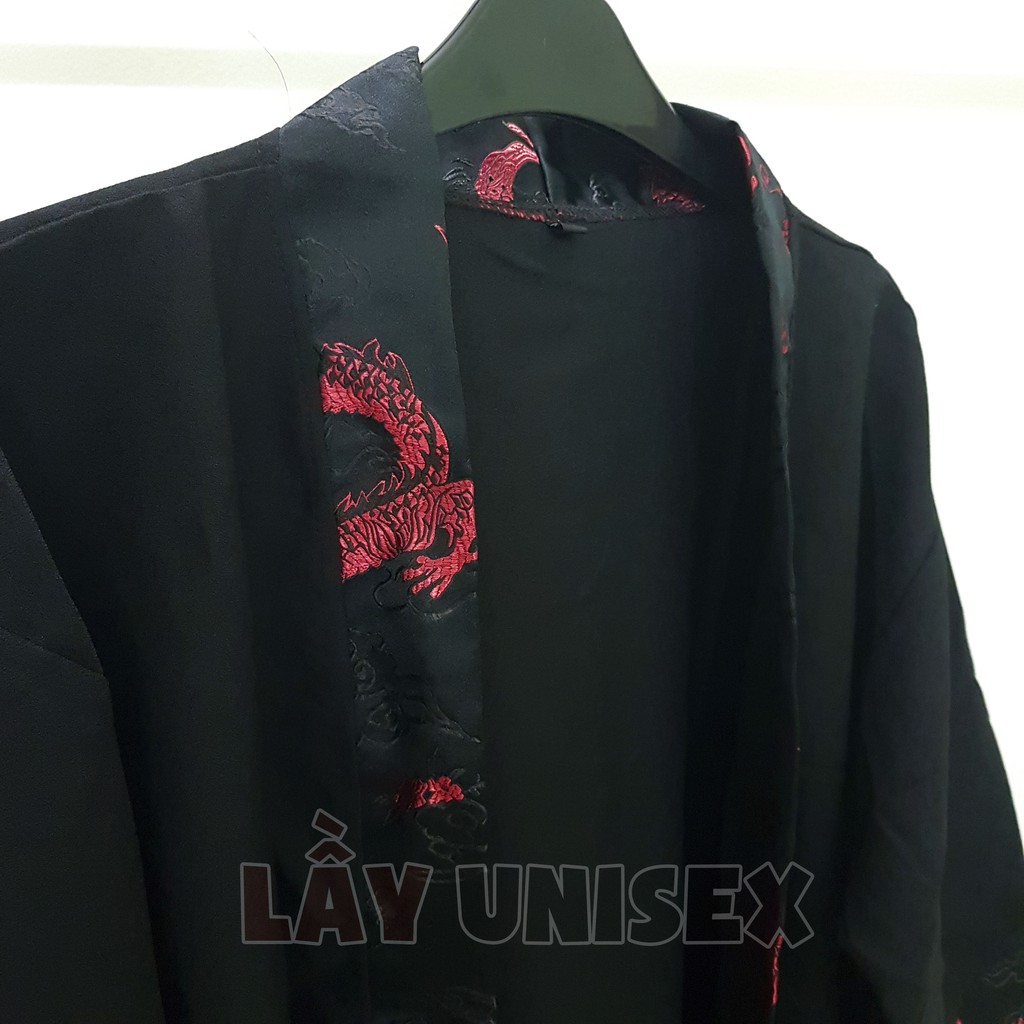 Áo Haori phong cách Nhật Bản phối gấm rồng unisex nam nữ