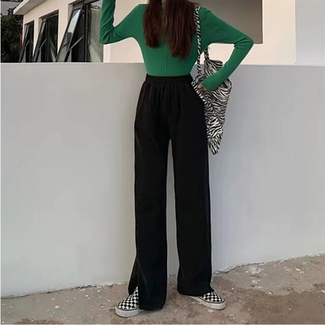 Quần thể thao ống rộng lưng cao màu đơn sắc cá tính thời trang Thu Đông cho nữ