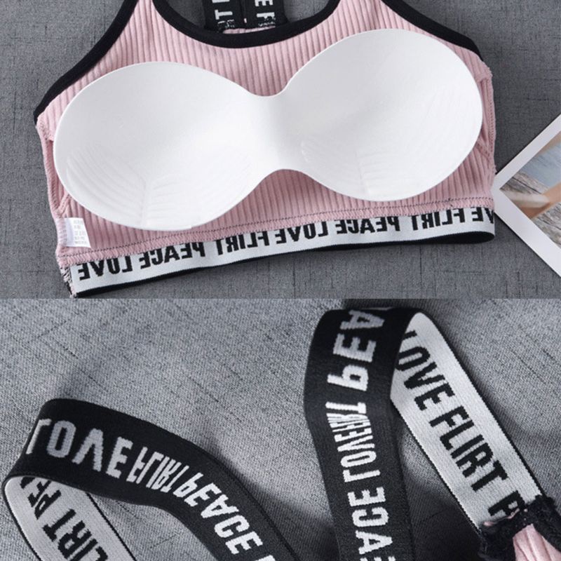 Haha Áo Ngực Thể Thao Cotton Dây Đeo Vai In Chữ Dành Cho Nữ Tuổi Teen