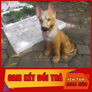 Mô Hình tiểu cảnh tượng gốm sứ chó vàng  cỡ lớn làm trang trí tiểu cảnh, cây bonsai