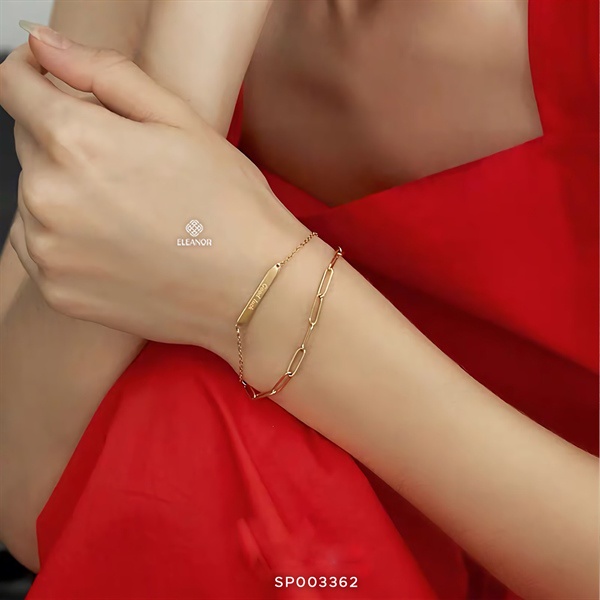 Lắc tay nữ titan Eleanor Accessories khắc chữ good luck sợi kép phụ kiện trang sức sáng đẹp