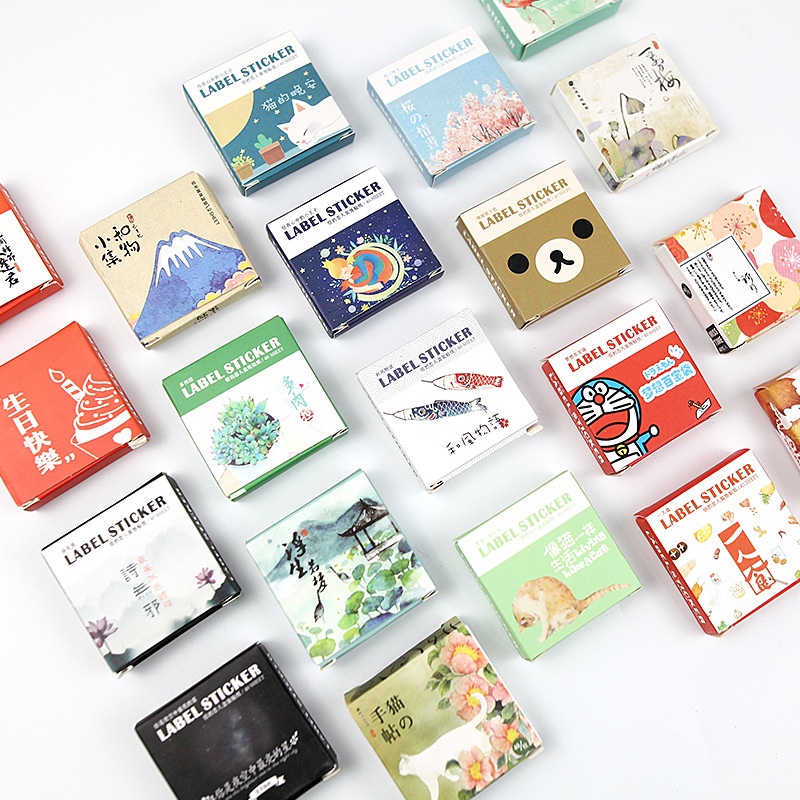 Hộp 40 sticker Hoàng tử bé, mèo sao,.. trang trí sổ tay bullet journal M548