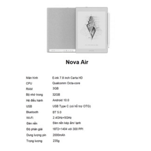 Máy đọc sách Boox Nova Air không bút like.new chính hãng Akishop