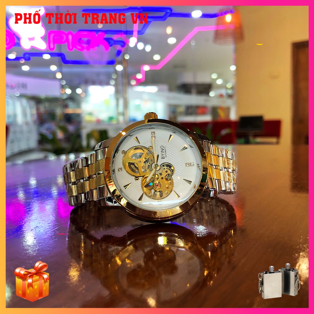 Đồng hồ , đồng hồ nam Byino N8082 Automatic, full box và thẻ bảo hành 3 năm, chống xước chống nước, dây DEMI