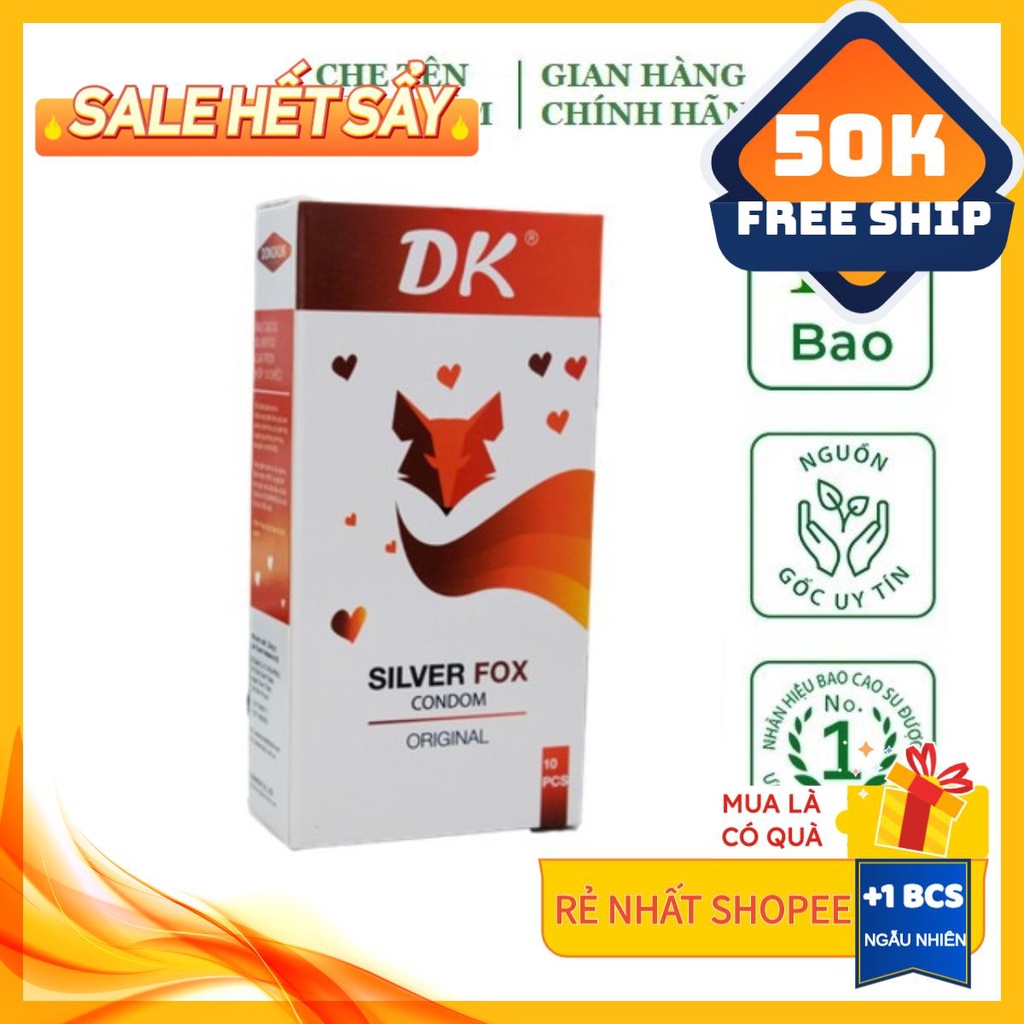Bao cao suFreeshipSiêu mỏng Siêu trơn DK SILVER FOX cao cấp - hộp 10 chiếc