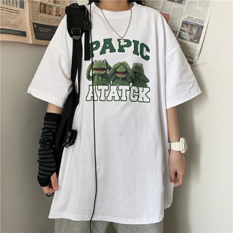 áo thun nữ form rộng unisex oversize ba chú ếch