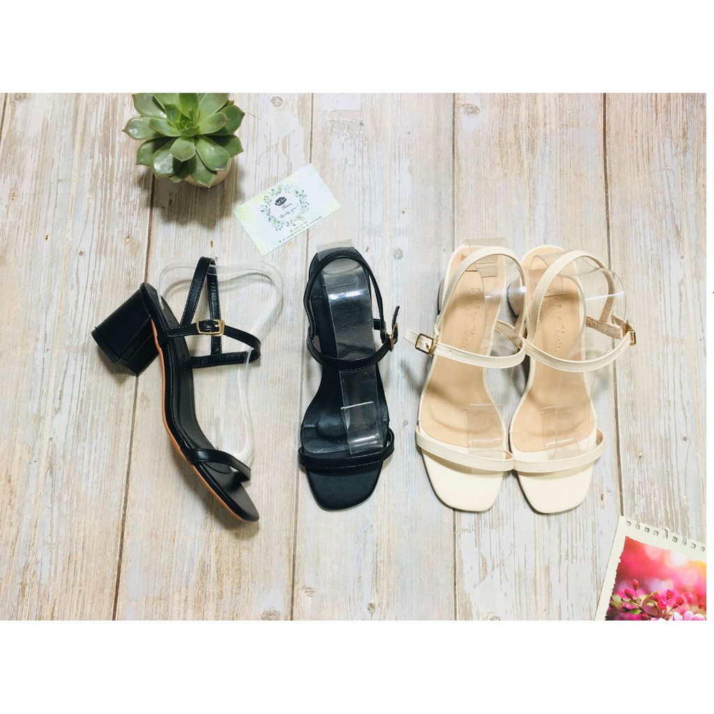 Sandal nữ quai mảnh chất da mềm dáng basic dễ đi, gót 5cm - mã S23