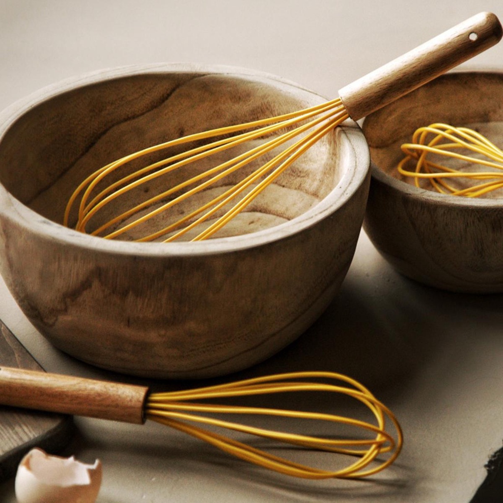 JARRED Dụng Cụ Đánh Trứng Bằng Silicone Tay Cầm Gỗ Tiện Dụng