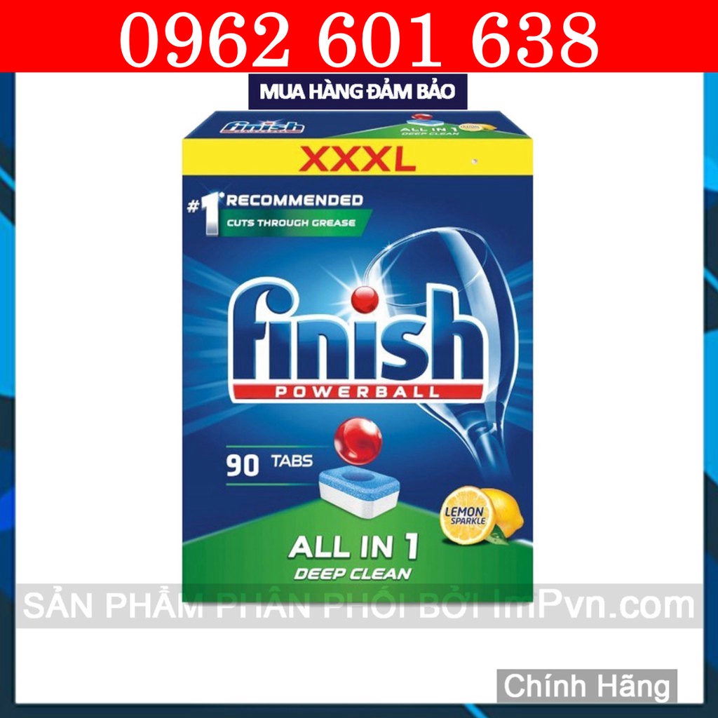 Combo rửa bát Finish Hộp All in one (100 viên hoặc 90 viên), Muối 1.5kg, Nước làm bóng 750ml