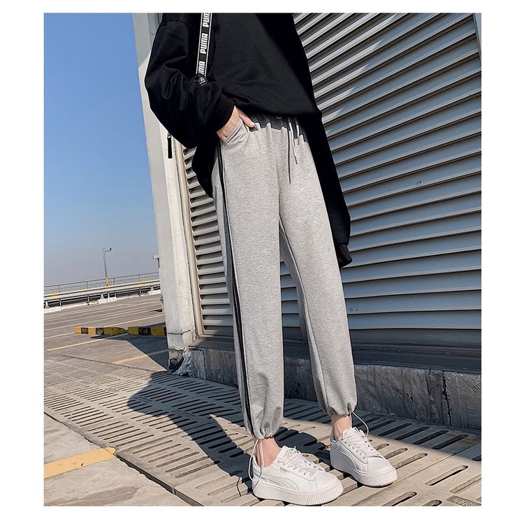 Quần Ống Rộng Lưng Cao Màu Xám Mới Dành Cho Nữ