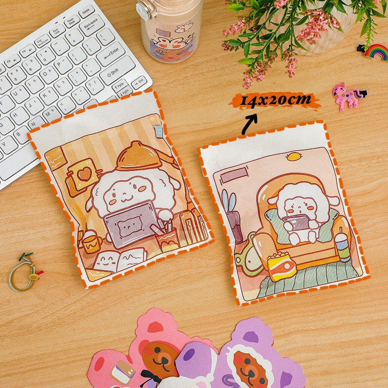 Túi giấy đựng quà mini, túi giấy đựng quà bánh kẹo kích thước 14x20cm hình dán đáng yêu