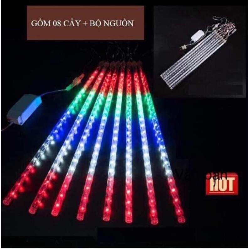 BỘ 8 ĐÈN NHÁY LED SAO BĂNG 7 MÀU/ ĐÈN GIỌT NƯỚC/ LED RỦ TRANG TRÍ NGOÀI TRỜI- DÀI 50CM