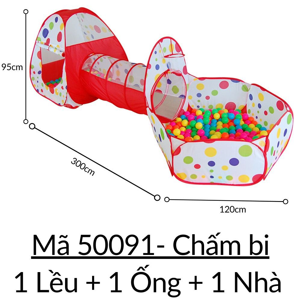 Nhà banh cho bé tự bung gấp gọn gồm Lều+Đường Ống+Quây bóng kiểu khu vui chơi liên hoàn KM50091