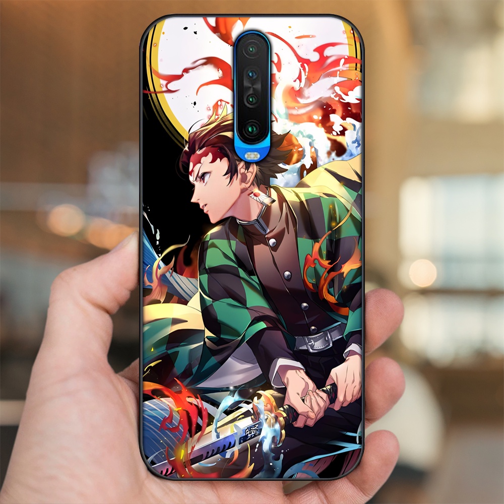 Ốp lưng Xiaomi K30 viền đen in hình Tanjiro Kimetsu No Yaiba