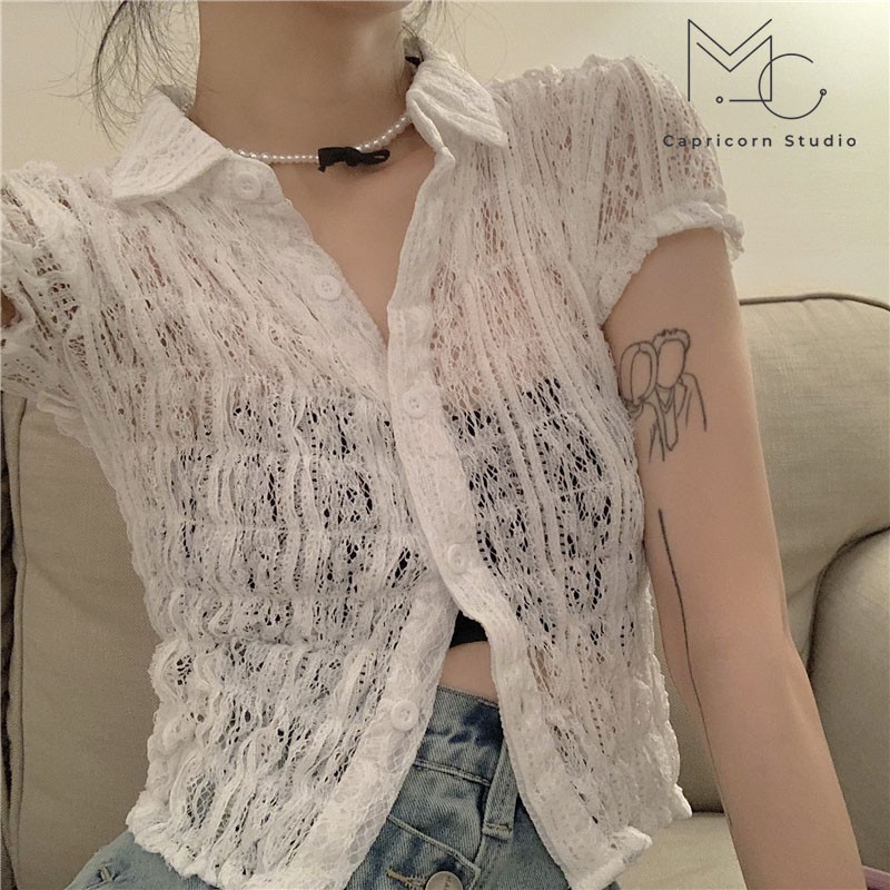 Set váy bò và áo cardigan ren ngắn tay điệu đà cho các nàng mùa hè 2021