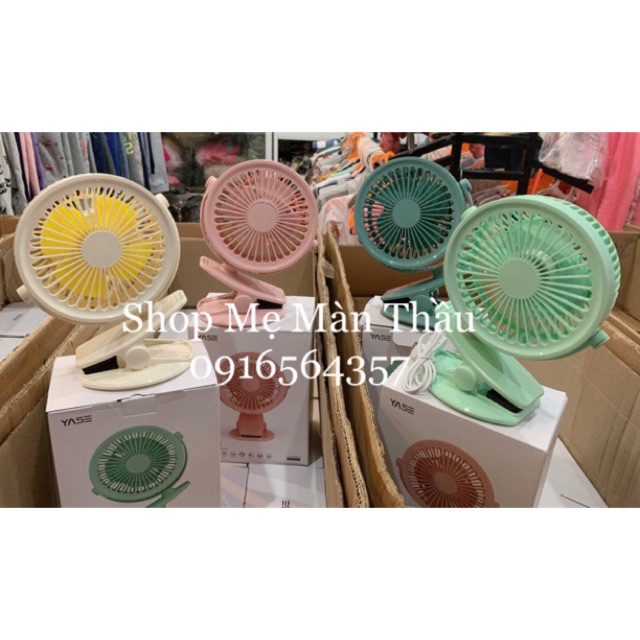 Quạt sạc tích điện kẹp bàn , xe đẩy thương hiệu Yase chuẩn nội địa Trung