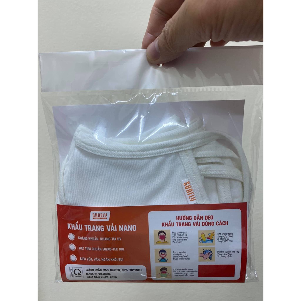Khẩu trang vải SUNFLY công nghệkháng khuẩn nano ion bạc (1 chiếc) | BigBuy360 - bigbuy360.vn