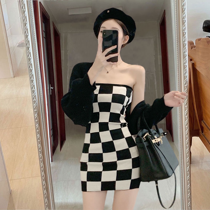 Đầm Hai Dây Dệt Kim Ôm Dáng Gợi Cảm Dành Cho Nữ