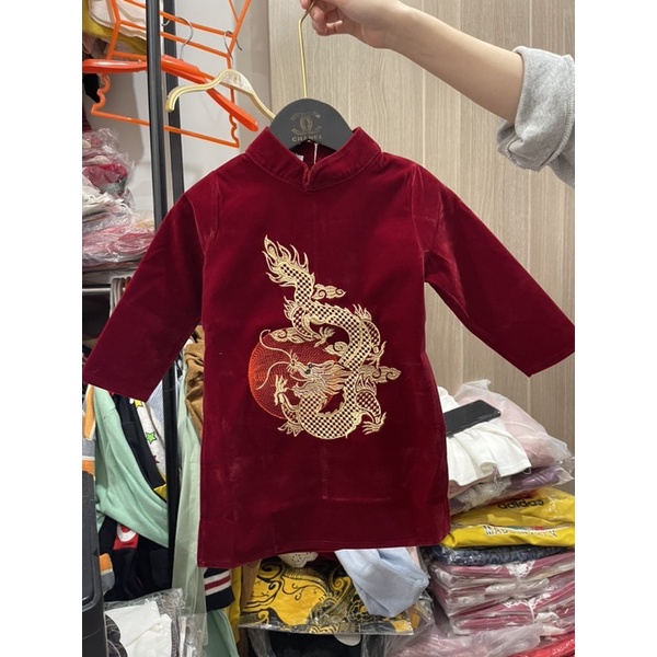 Áo Dài Nhung Thêu cao cấp cho bé trai 9-18kg