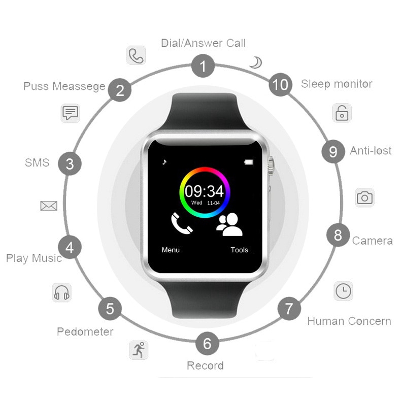 A1 thông minh Xem With Passometer Camera SIM Thẻ Gọi Smartwatch For the Điện thoại Android better Y1 GT08