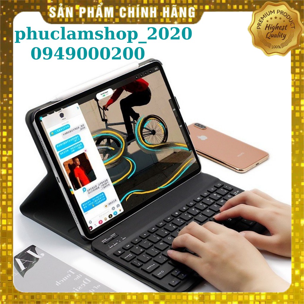 Bao da  bàn phím Bluetooth cho iPad Pro 12.9 11.0 inch 2018 2020 10.9 10.5 10.2 Gen 7 8 9 Air 2 3 4 9.7 Mini 1 2 3 4 5 6