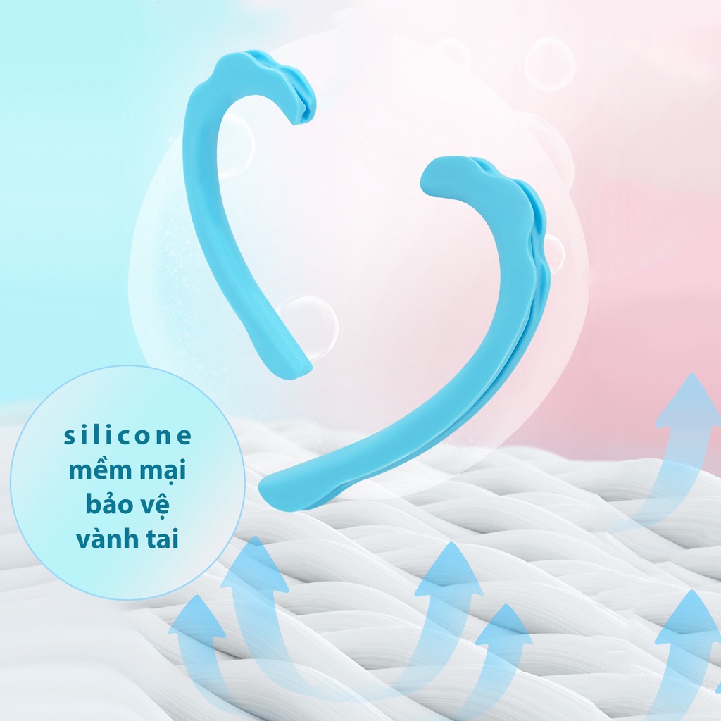 Quai silicone đeo khẩu trang chống đau tai, hỗ trợ đeo kính không tuột (mẫu có gợn sóng)_Belimart_PK195