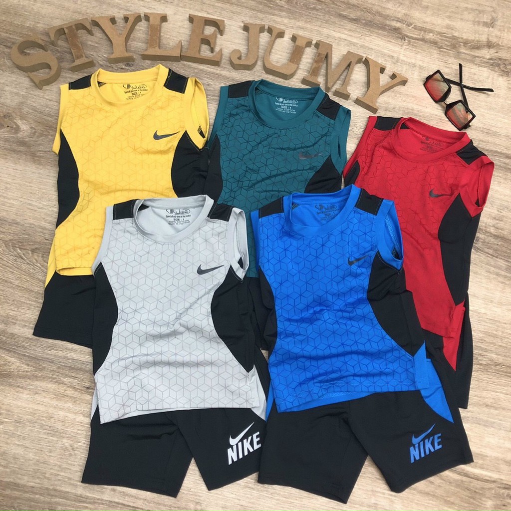 SIZE 1-10 (10-36KG) ĐỒ BỘ BÉ TRAI THỂ THAO VẢI THUN LẠNH HỌA TIẾT SỌC