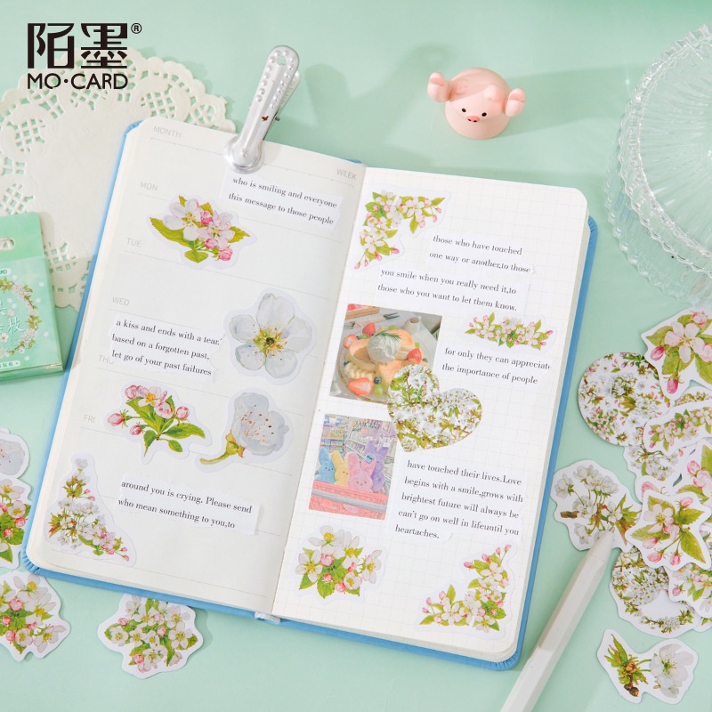 Hộp 46 Sticker Dán Nụ Hoa Anh Đào Trang Trí Sổ Tay Làm Đồ Handmade (Shop J-ArtPens)