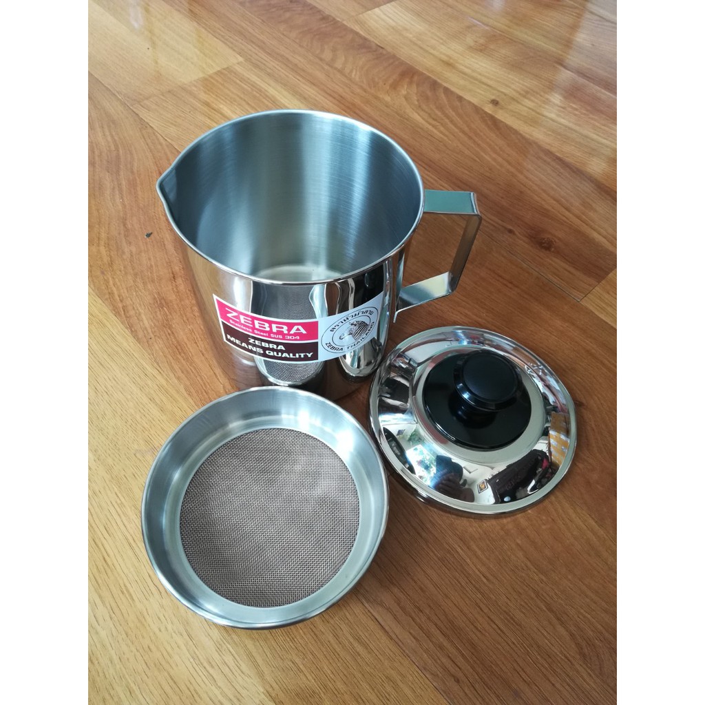 Ca Lọc Dầu Inox Zebra Thái Lan Có Vĩ Lọc Đa Năng Có Nắp Đậy 12cm 1000ml 151101