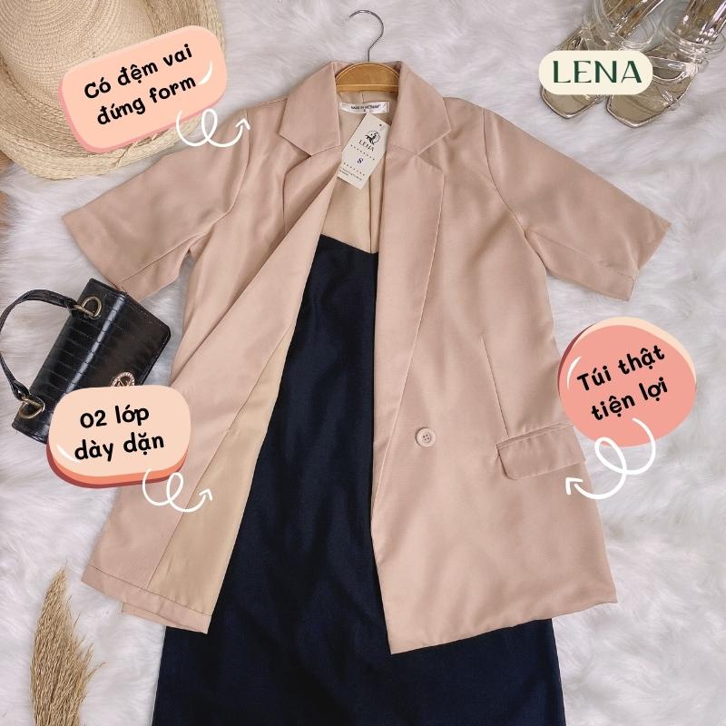 Áo Blazer nữ dáng vest tay lỡ 2 lớp LENA có đệm vai phối váy 2 dây dáng dài trẻ trung thanh lịch GMA027