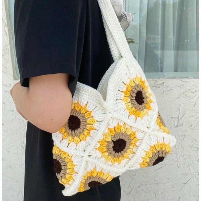 Túi hoa hướng dương len handmade