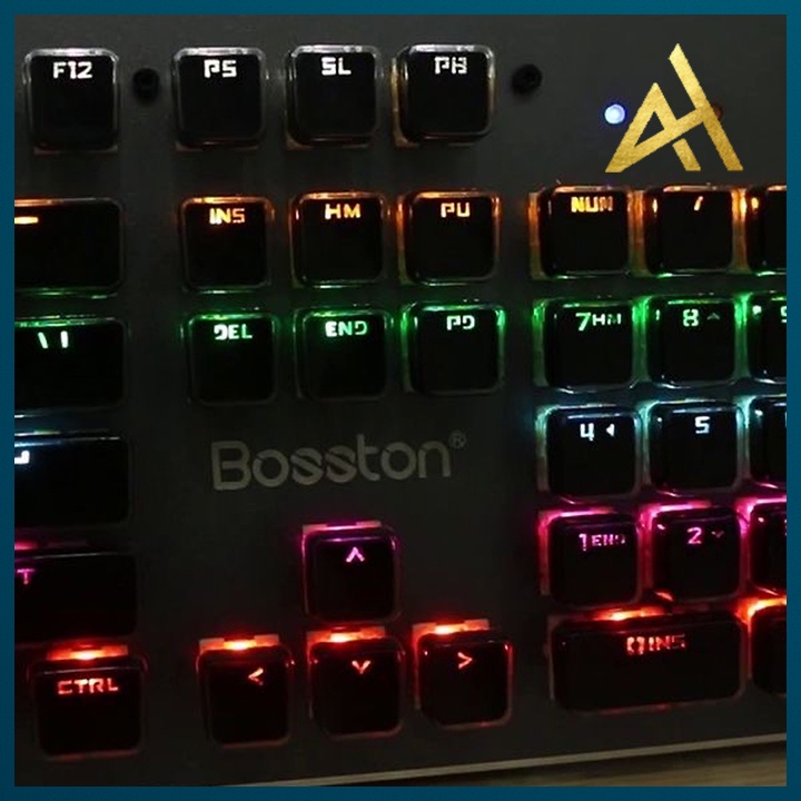 Bàn Phím Cơ Gaming Keycap Xuyên Led Đổi Màu BOSSTON MK921 Bàn Phím Máy Tính Laptop Có Dây Keyboard Chơi Game