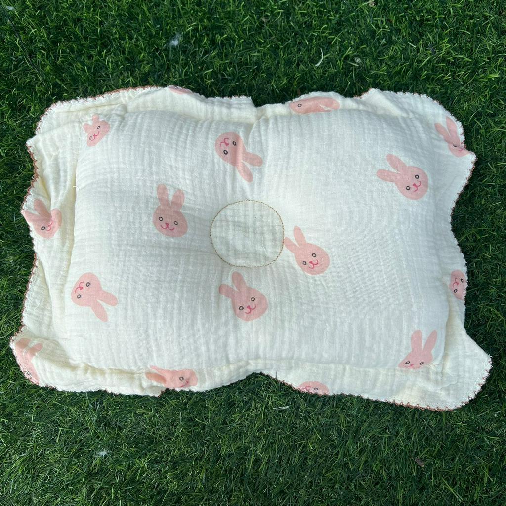 Gối xô muslin, Gối xô bông có lõm định hình chống méo đầu cho bé phù hợp bé từ 0-1 tuổi
