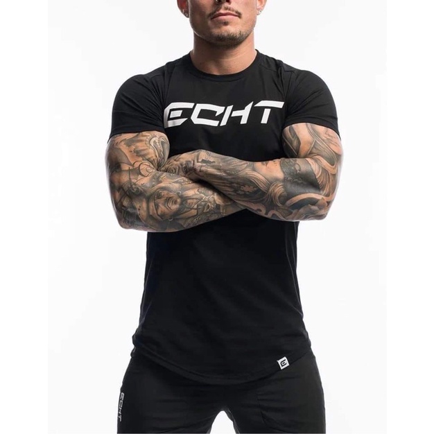 Áo Thun Thể Thao Nam Cổ Tròn Vạt Bầu Form ÔM Body ECHT