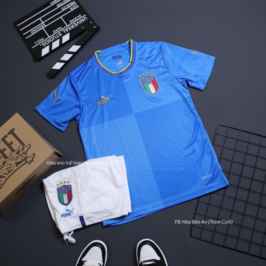 Bộ Quần Áo Đá Banh ĐT Italia/ Ý Áo Xanh Quần Trắng mùa giải 22/23