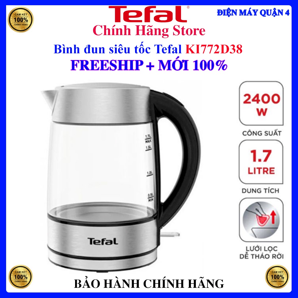 Bình đun siêu tốc Tefal KI772D38, Bảo hành chính hãng 24 tháng