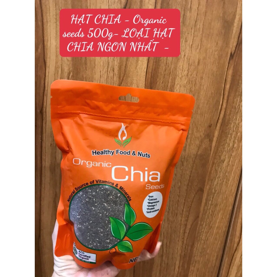 Hạt chia hữu cơ Healthy Nuts And Seeds Organic 500g của Úc màu tím hoặc hồng