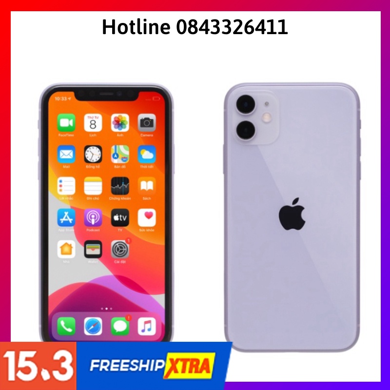 Điện thoại lphone 11 mầu tím ram 4g/128gb nguyên seal bảo hành 12 tháng
