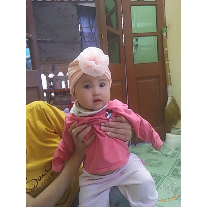 turban nón bé gái- mầu cam hồng dễ thương (4-7kg.6-10kg)