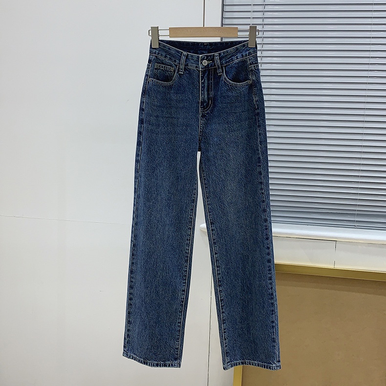 Quần Jeans Nữ Simple Jeans Lưng Cao Dáng Suông Ống Rộng Ulzzang Quảng Châu (JDVB)