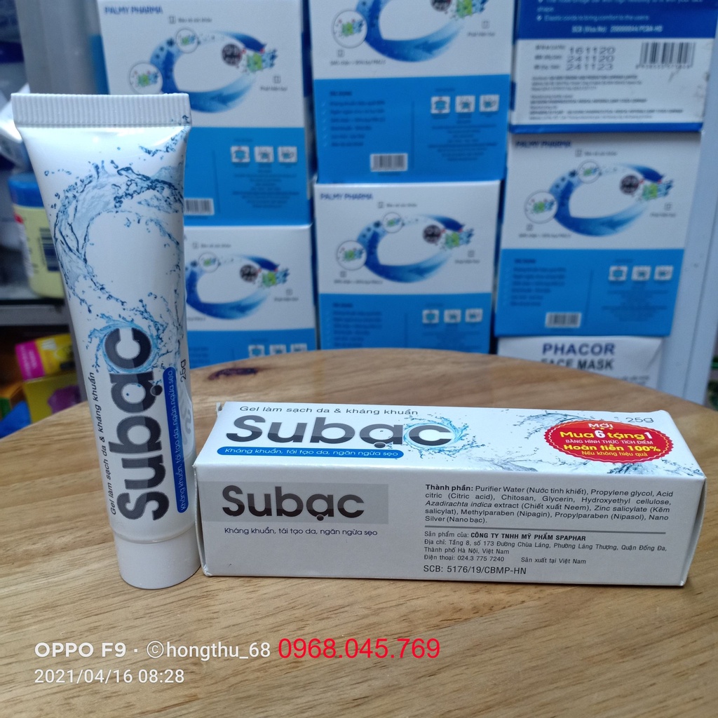 Gel Làm Sạch Da &amp; kháng khuẩn SuBạc tuýp 25g