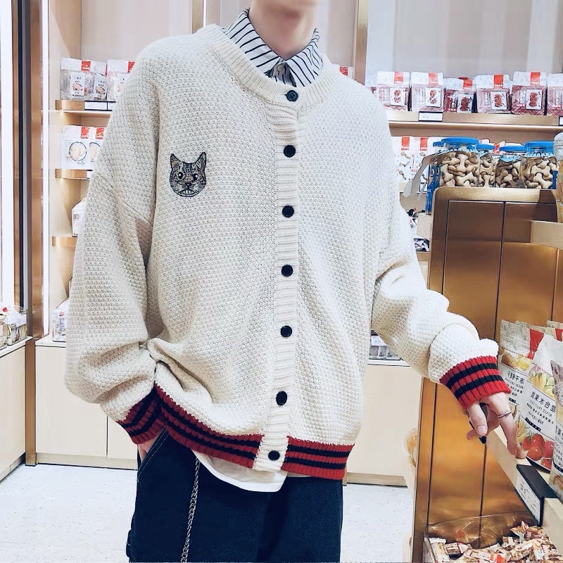 &lt;&lt;Có sẵn&gt;&gt; Áo Khoác Cardigan Dệt Kim Dáng Rộng Phong Cách Hàn Quốc Thời Trang Xuân Thu Cho Nam