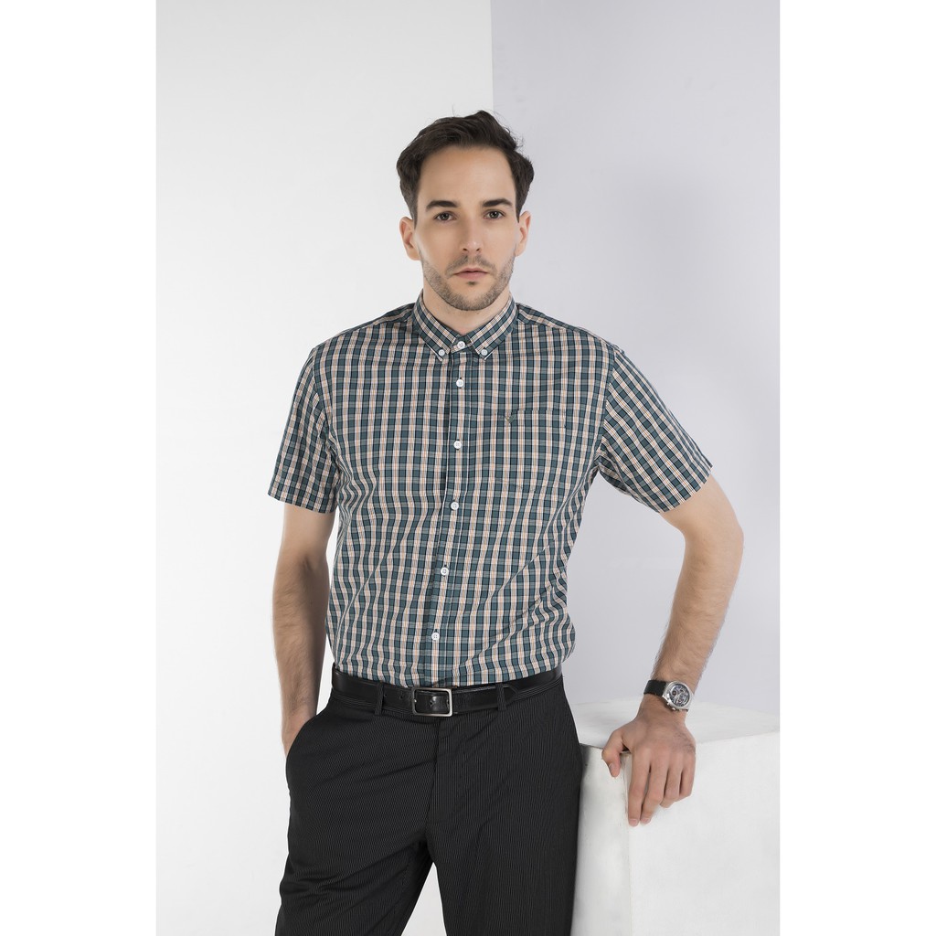 Áo sơ mi nam DARNELL, áo tay ngắn kẻ caro chất cotton cao cấp bền đẹp DN0041 | BigBuy360 - bigbuy360.vn