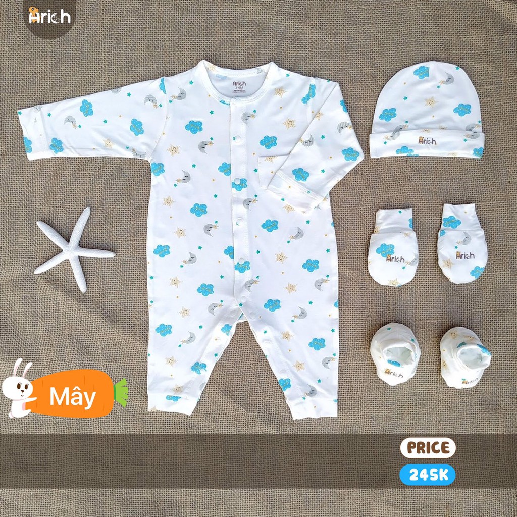 Bộ body dài thương hiệu Arich giúp bé có giấc ngủ ngon